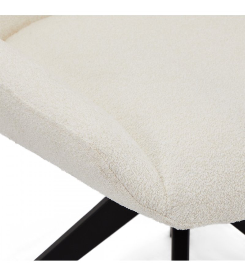 Helena spisebordsstol, med dreiefunksjon - hvitt polyesterstoff og sort metall