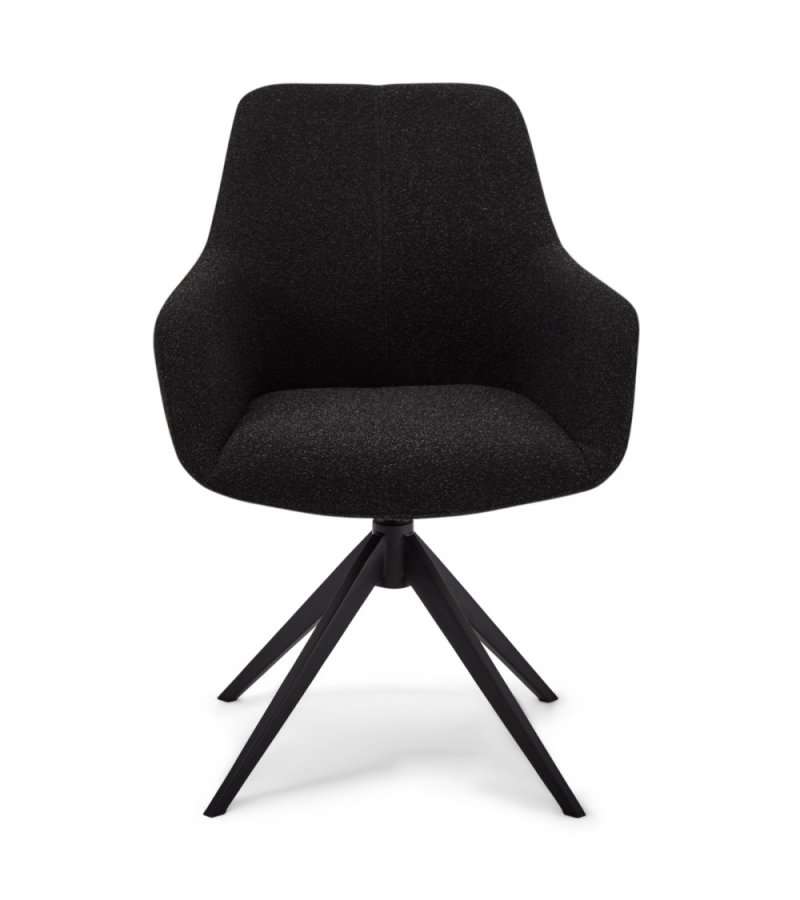 Helena spisebordsstol, med armlener og svingfunksjon - svart polyesterstoff og sort metall