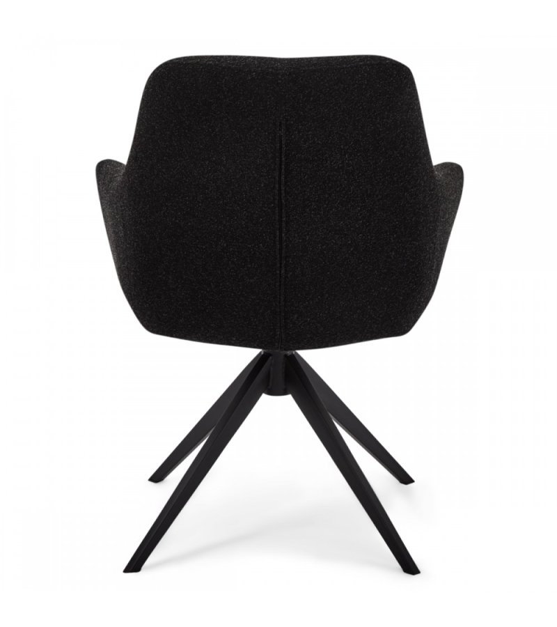 Helena spisebordsstol, med armlener og svingfunksjon - svart polyesterstoff og sort metall