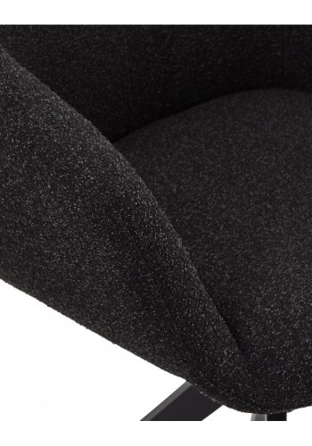 Helena spisebordsstol, med armlener og svingfunksjon - svart polyesterstoff og sort metall