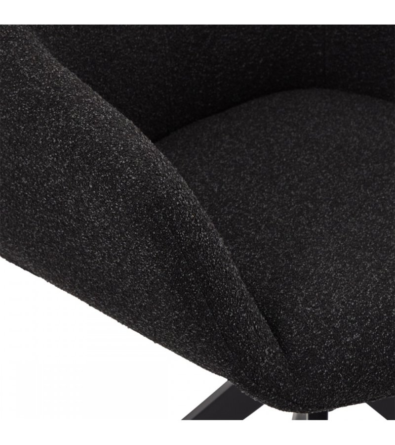 Helena spisebordsstol, med armlener og svingfunksjon - svart polyesterstoff og sort metall