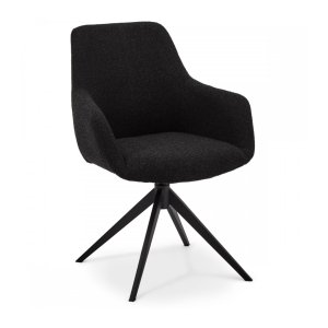 Helena spisebordsstol, m. armln og drejefunktion - sort polyester stof og sort metal