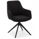 Helena spisebordsstol, med armlener og svingfunksjon - svart polyesterstoff og sort metall