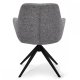 Helena spisebordsstol, med armlener og svingfunksjon - gr polyesterstoff og sort metall