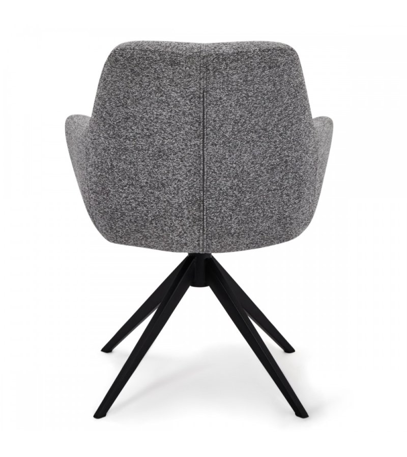 Helena spisebordsstol, med armlener og svingfunksjon - gr polyesterstoff og sort metall