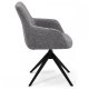 Helena spisebordsstol, med armlener og svingfunksjon - gr polyesterstoff og sort metall