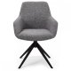 Helena spisebordsstol, med armlener og svingfunksjon - gr polyesterstoff og sort metall