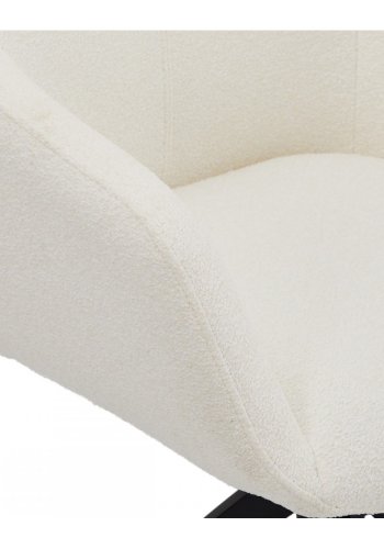 Helena spisebordsstol, med armlener og svingfunksjon - hvitt polyesterstoff og sort metall