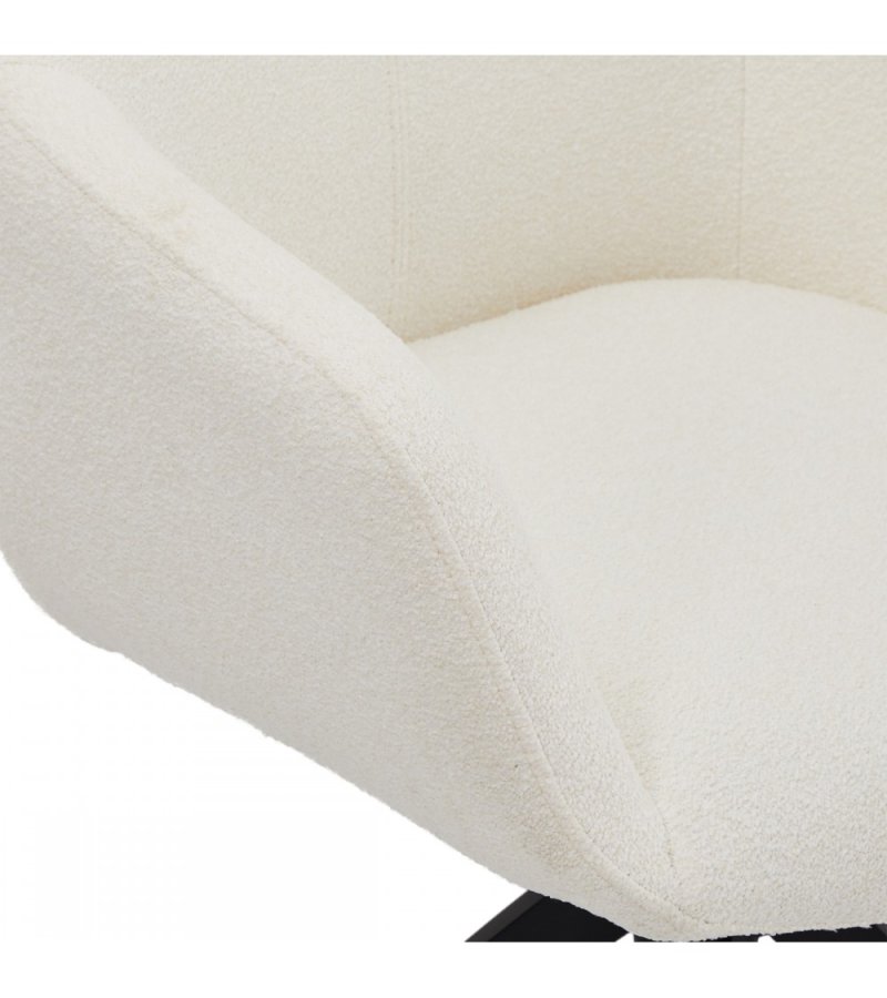 Helena spisebordsstol, med armlener og svingfunksjon - hvitt polyesterstoff og sort metall