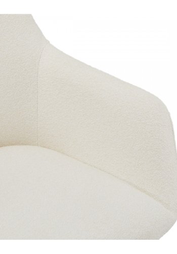 Helena spisebordsstol, med armlener og svingfunksjon - hvitt polyesterstoff og sort metall