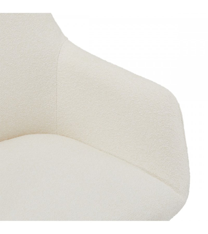 Helena spisebordsstol, med armlener og svingfunksjon - hvitt polyesterstoff og sort metall