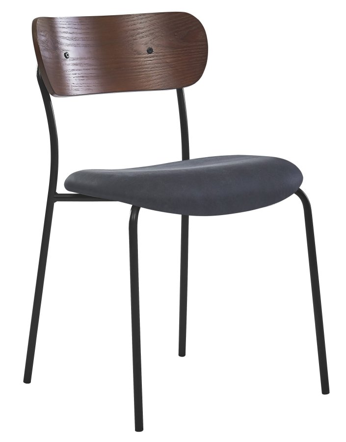 NORDLYS Lincoln spisestuestol, stabelbar - semsket skinn, tre og sort metall