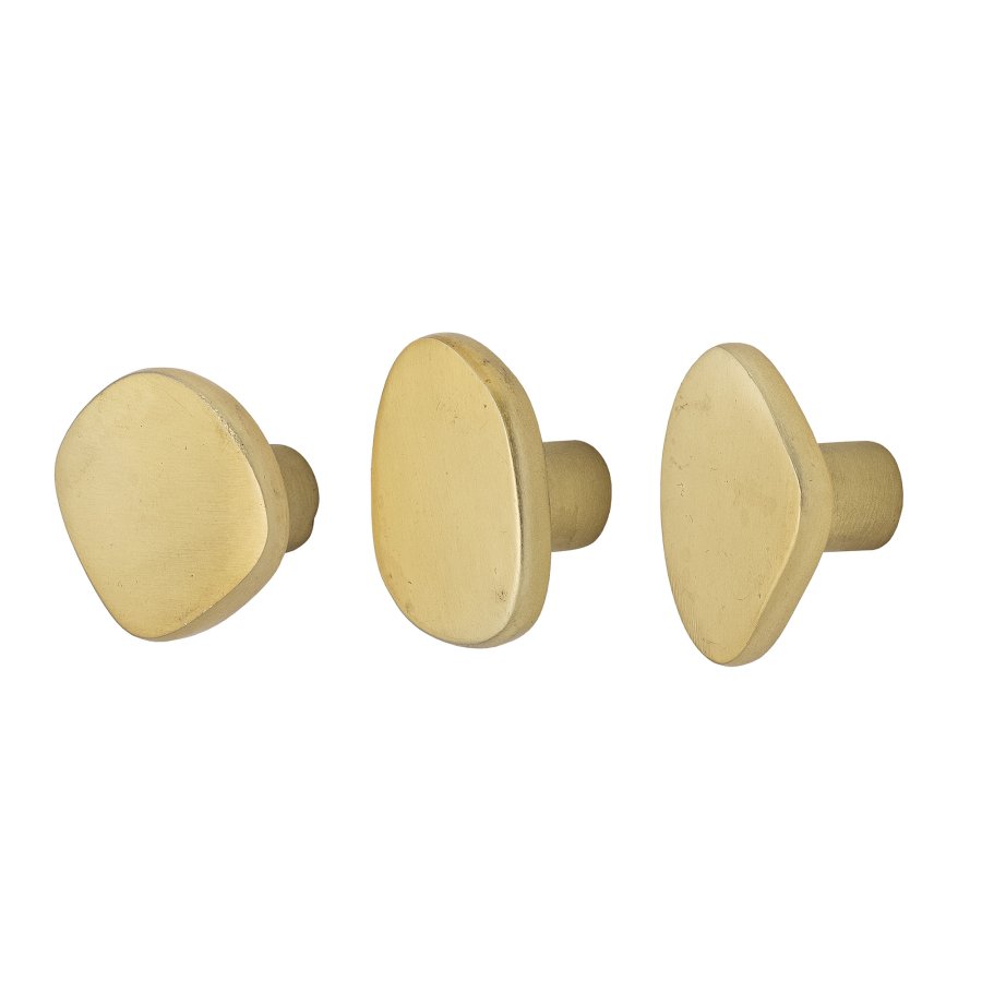 BLOOMINGVILLE fergekrok, messing, aluminium, sett med 3, L4xH3xB4 cm