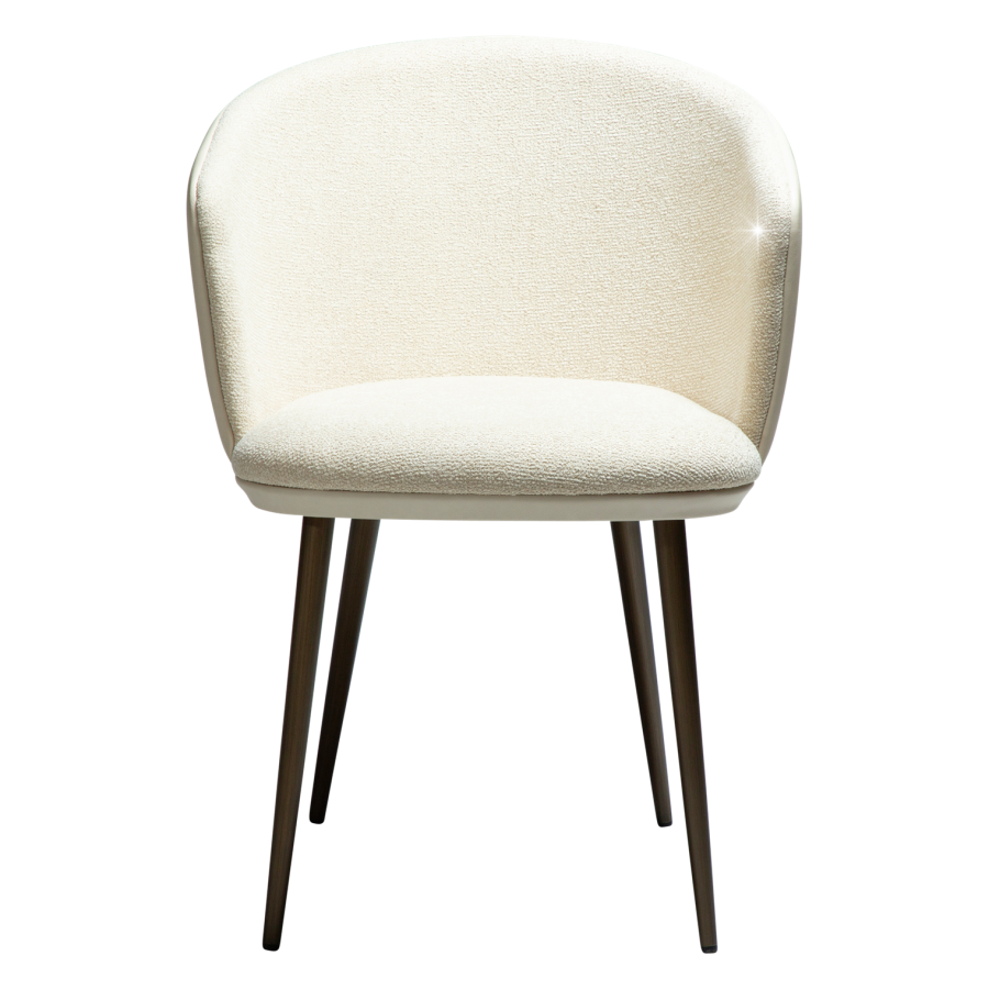 DANFORM Hey Sessel, mit Armlehnen - Bouclé-Stoff Mandel matt mit Glitzer, Kunstleder, Messingstahl