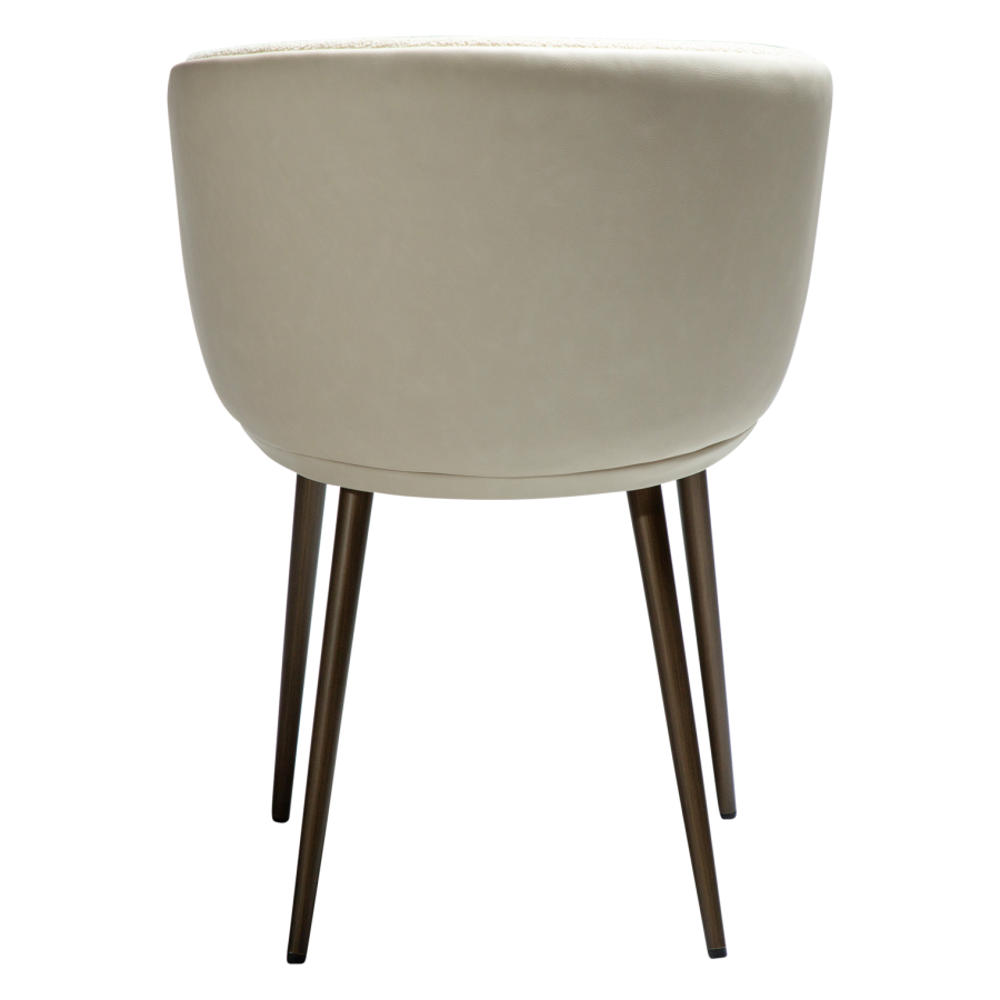 DANFORM Hey Sessel, mit Armlehnen - Bouclé-Stoff Mandel matt mit Glitzer, Kunstleder, Messingstahl