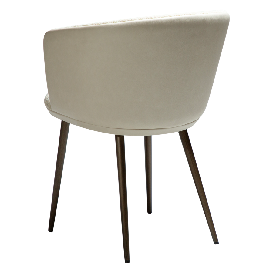 DANFORM Hey Sessel, mit Armlehnen - Bouclé-Stoff Mandel matt mit Glitzer, Kunstleder, Messingstahl