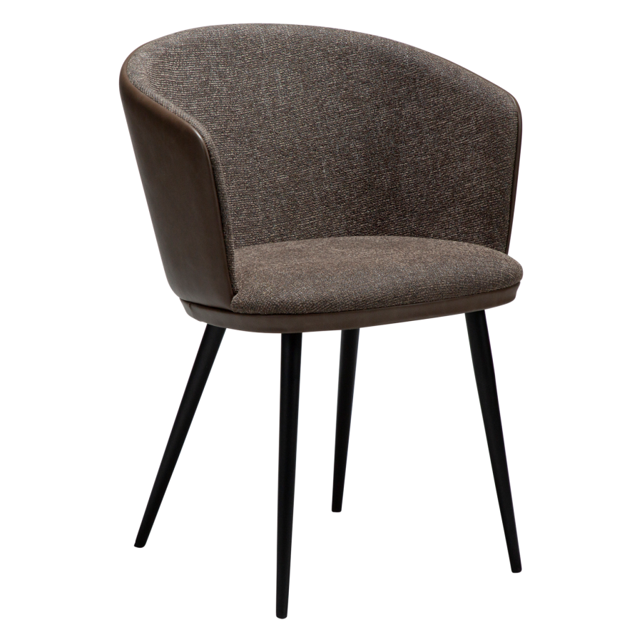 DANFORM Hey Sessel, mit Armlehnen - Major brauner Bouclé-Stoff/Kunstleder und schwarzer Stahl