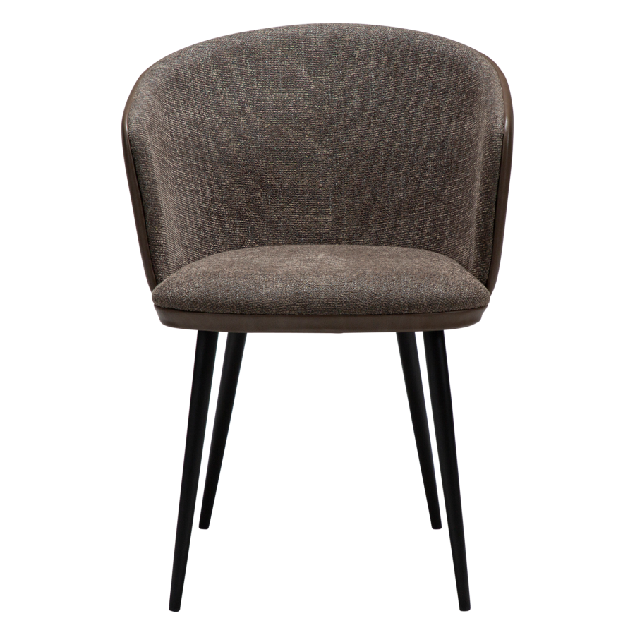 DANFORM Hey Sessel, mit Armlehnen - Major brauner Bouclé-Stoff/Kunstleder und schwarzer Stahl