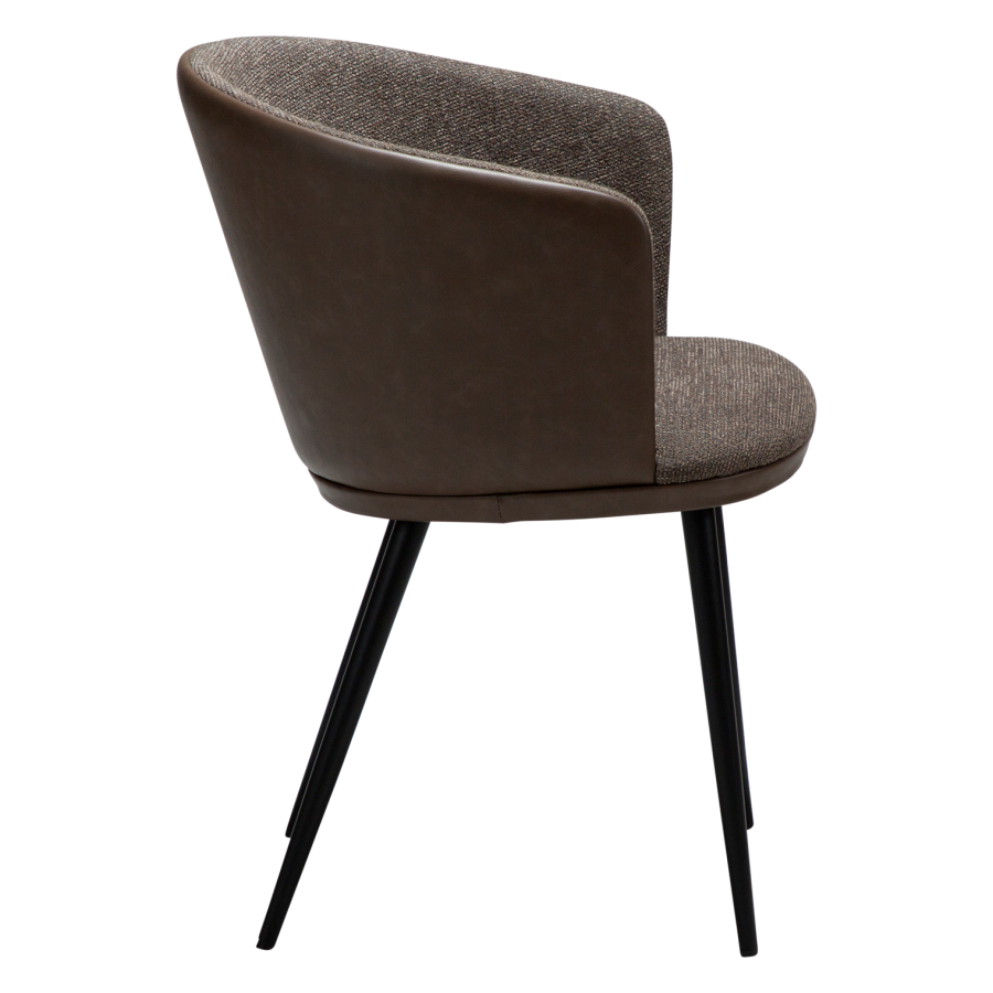 DANFORM Hey Sessel, mit Armlehnen - Major brauner Bouclé-Stoff/Kunstleder und schwarzer Stahl