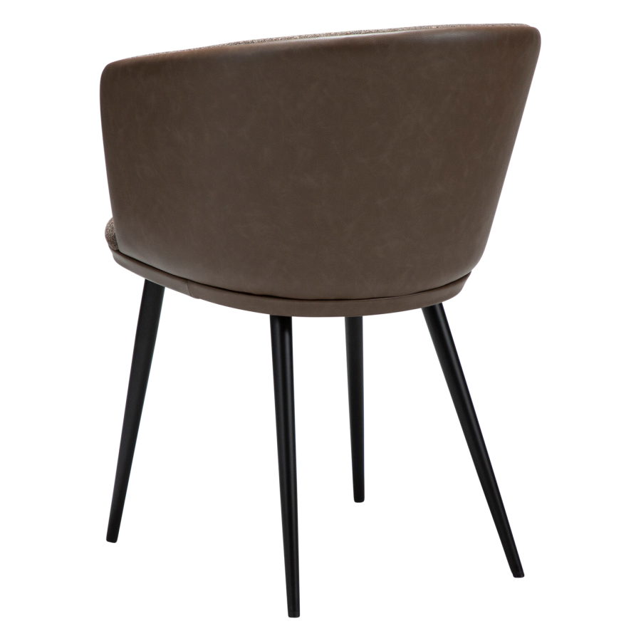 DANFORM Hey Sessel, mit Armlehnen - Major brauner Bouclé-Stoff/Kunstleder und schwarzer Stahl