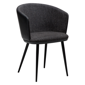 DANFORM Hey lnestol, m. armln - Ravn sort bouclstof/kunstlder og sort stl