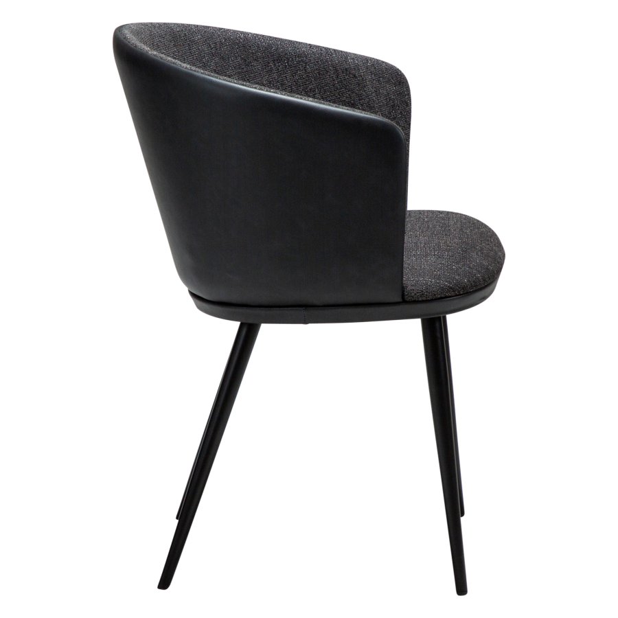 DANFORM Hey Sessel, mit Armlehnen - Rabenschwarzer Bouclé-Stoff/Kunstleder und schwarzer Stahl