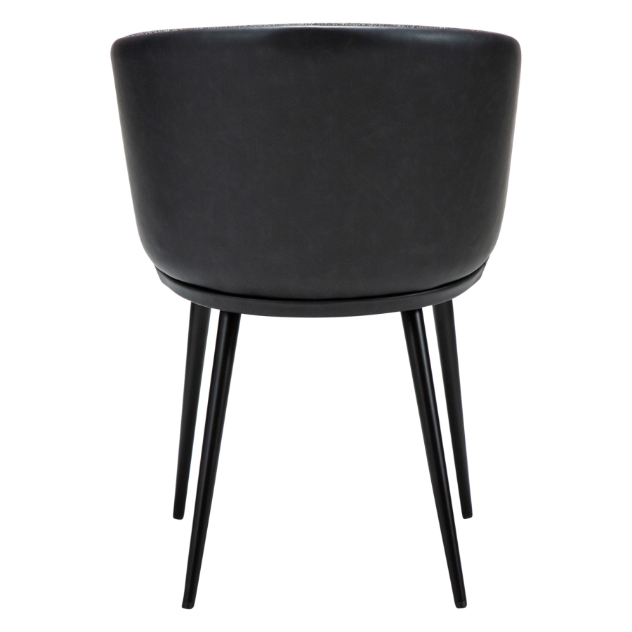 DANFORM Hey Sessel, mit Armlehnen - Rabenschwarzer Bouclé-Stoff/Kunstleder und schwarzer Stahl