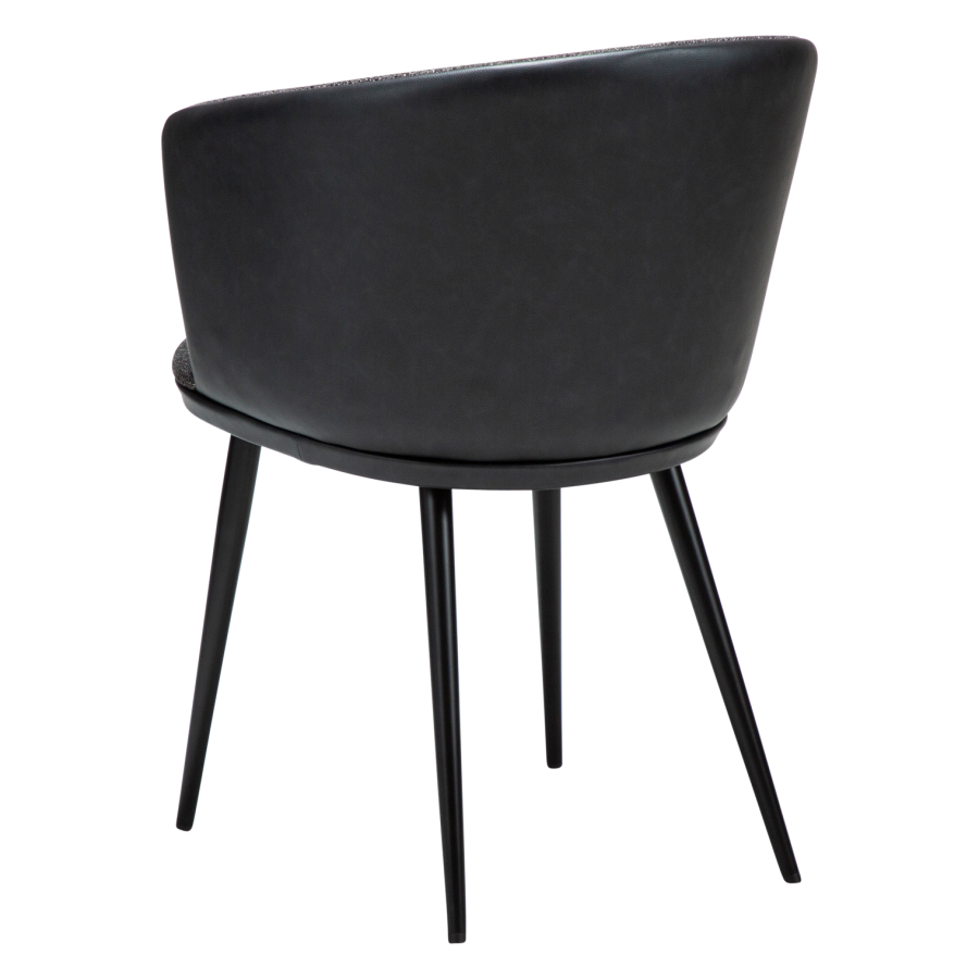 DANFORM Hey Sessel, mit Armlehnen - Rabenschwarzer Bouclé-Stoff/Kunstleder und schwarzer Stahl