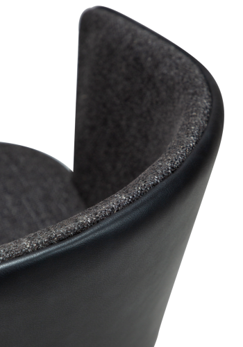DANFORM Hey Sessel, mit Armlehnen - Rabenschwarzer Bouclé-Stoff/Kunstleder und schwarzer Stahl