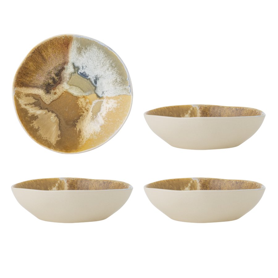 CREATIVE COLLECTION Lacey Schüssel, Gelb, Steingut (T21xH6 cm, 4er-Set)