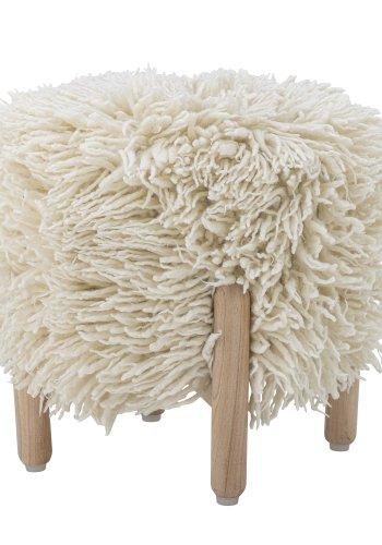 BLOOMINGVILLE Lomba taburet, rund - natur uld og natur tr (40)