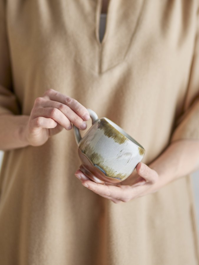 BLOOMINGVILLE Jadekopp, Natur, Steinty (D9,5xH8,5 cm, Sett med 4)