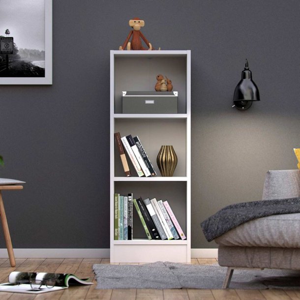 Basic reolsystem - hvid/klar glas, m. 8 lger