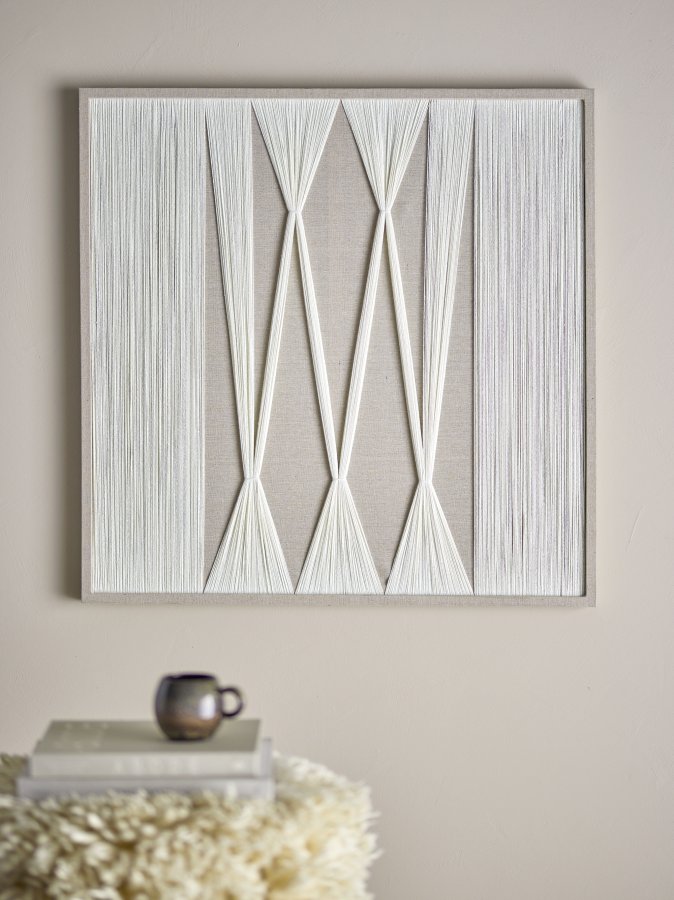 BLOOMINGVILLE Didder veggdekorasjon, firkantet - naturlig bomull (80x80)