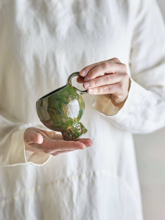 BLOOMINGVILLE Avonlea Tasse, Grn, Steingut (D9xH10,5 cm, 4er-Set)