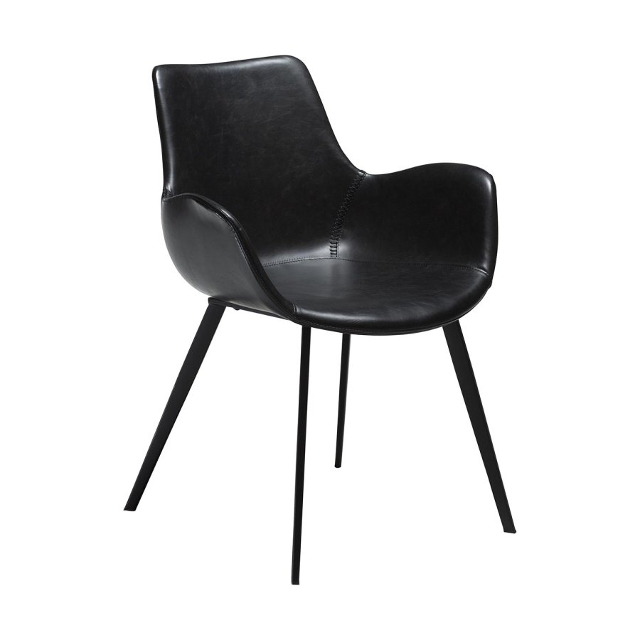 DAN-FORM Hype Matstol, med Armstöd - Vintage Svart Konstläder och Svart Stl