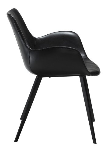 DAN-FORM Hype Matstol, med Armstöd - Vintage Svart Konstläder och Svart Stl