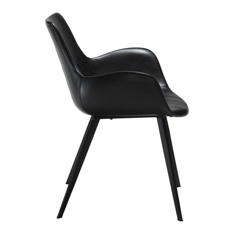 DAN-FORM Hype Matstol, med Armstöd - Vintage Svart Konstläder och Svart Stl