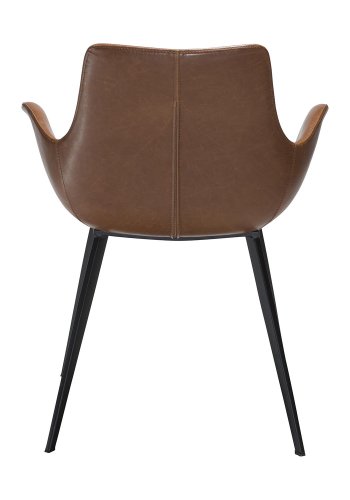 DAN-FORM Hype Matstol, med Armstöd - Vintage Ljusbrunt Konstläder och Svart Stl