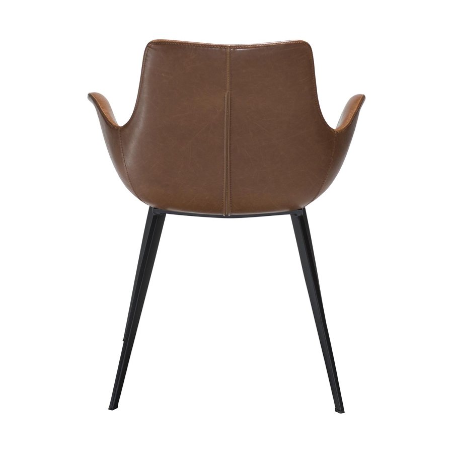 DAN-FORM Hype Matstol, med Armstöd - Vintage Ljusbrunt Konstläder och Svart Stl