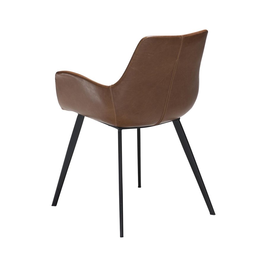 DAN-FORM Hype Matstol, med Armstöd - Vintage Ljusbrunt Konstläder och Svart Stl