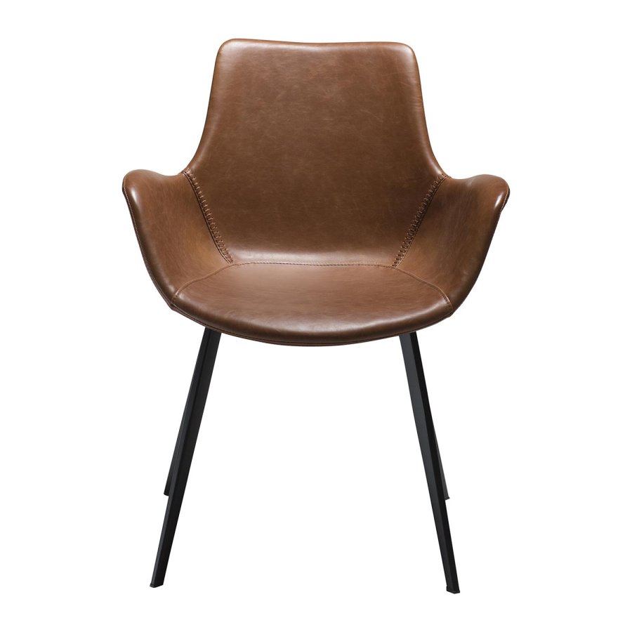 DAN-FORM Hype Matstol, med Armstöd - Vintage Ljusbrunt Konstläder och Svart Stl