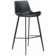 DAN-FORM Hype barstol, m. rygln og fodsttte - sort kunstlder og sort stl