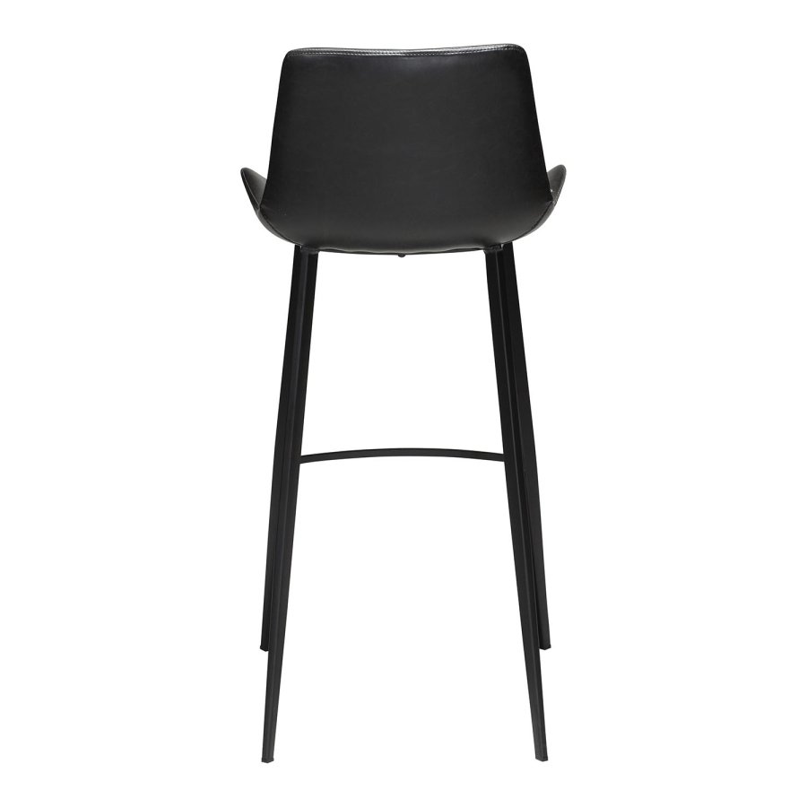 DAN-FORM Hype Barstol, med Ryggstöd och Fotstöd - Vintage Svart Konstläder och Svart Stl