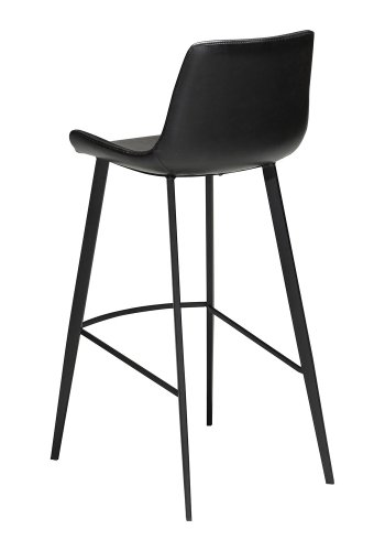 DAN-FORM Hype Barstol, med Ryggstöd och Fotstöd - Vintage Svart Konstläder och Svart Stl