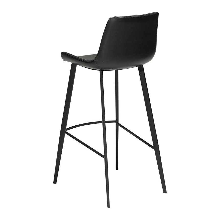 DAN-FORM Hype Barstol, med Ryggstöd och Fotstöd - Vintage Svart Konstläder och Svart Stl