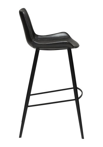 DAN-FORM Hype Barstol, med Ryggstöd och Fotstöd - Vintage Svart Konstläder och Svart Stl