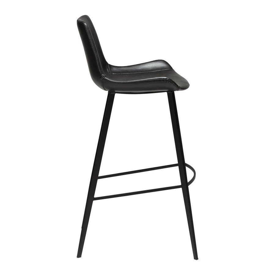 DAN-FORM Hype Barstol, med Ryggstöd och Fotstöd - Vintage Svart Konstläder och Svart Stl
