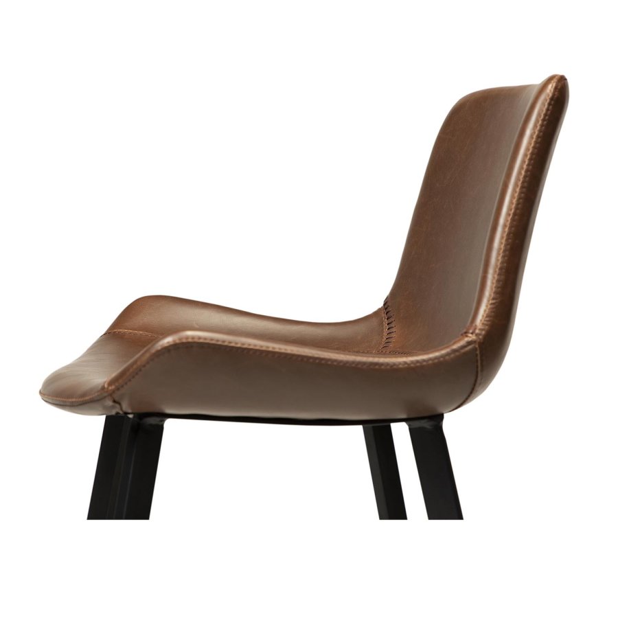 DAN-FORM Hype barstol, m. rygln og fodsttte - vintage brun kunstlder og sort stl