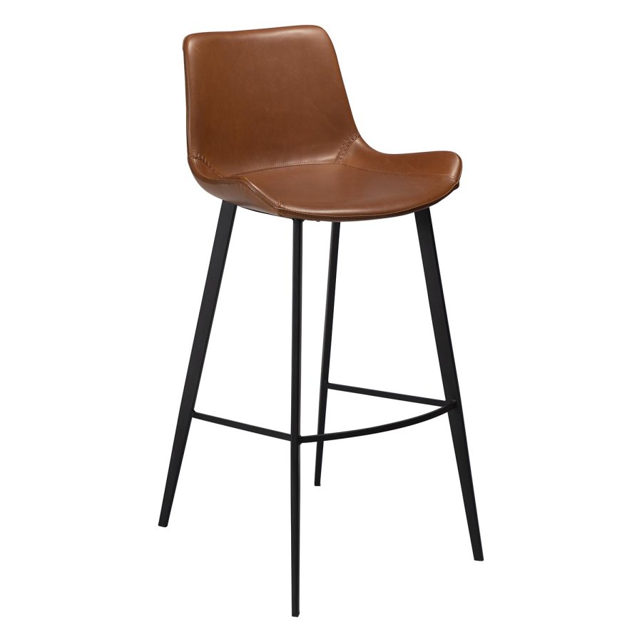 DAN-FORM Hype barkrakk, med ryggsttte og fotsttte - vintage lysebrunt kunstskinn og svart stl